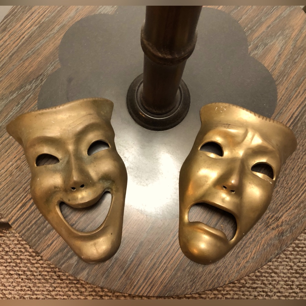 Amazing vintage solid brass actor masks